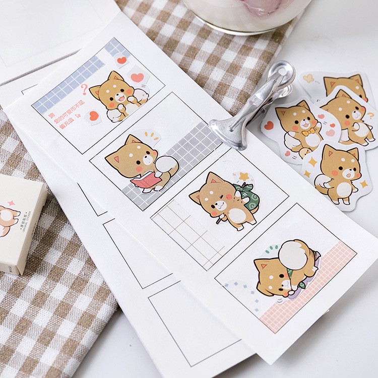 Bộ sticker/ Hình dán Bé Mèo Nâu (45 Hình)