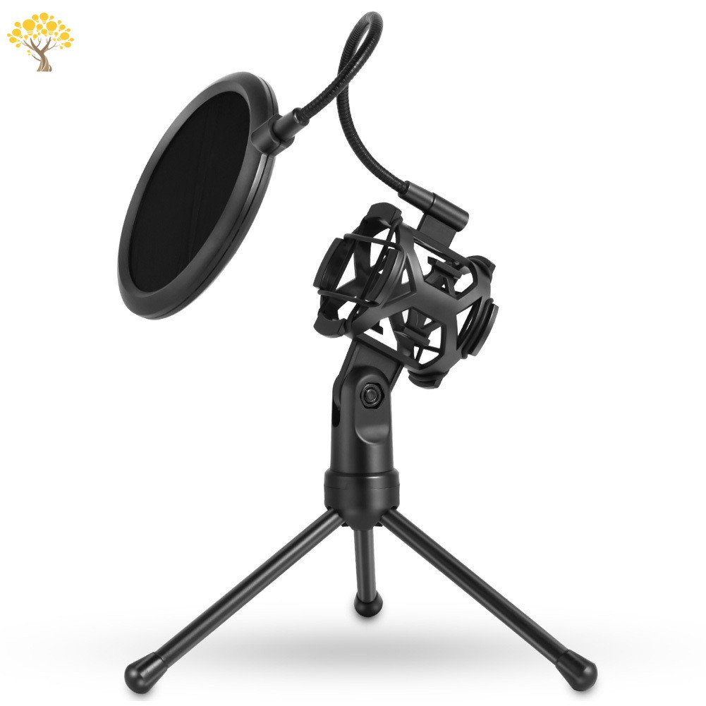 [Cheap] Microphone Tripod Stand With Pop Filter Desktop Shock Mount Mic Holder for Podcasts Chat Meetings
