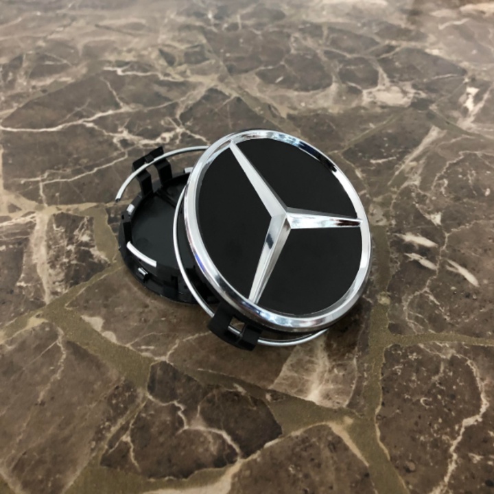 Logo chụp mâm, ốp lazang bánh xe ô tô Mercedes Benz đường kính 75MM