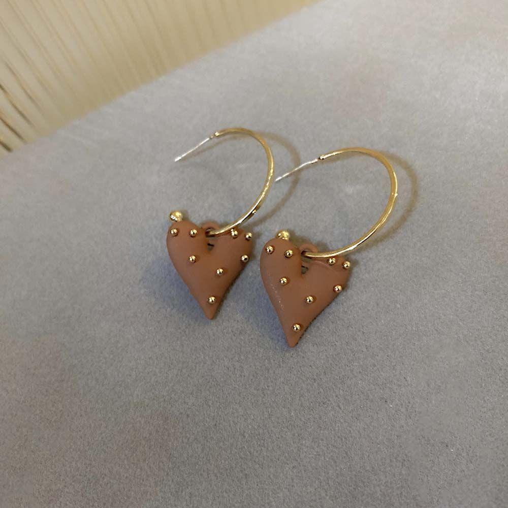 Khuyên Tai Thả Tim VANES1 Kiểu Pháp|Khuyên Tai Kim Loại Hình Trái Tim Nhiều Màu Sắc Thời Trang Cho Nữ