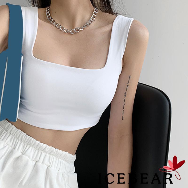 Áo Hai Dây Cổ Vuông Màu Trơn Thời Trang Quyến Rũ Cho Nữ