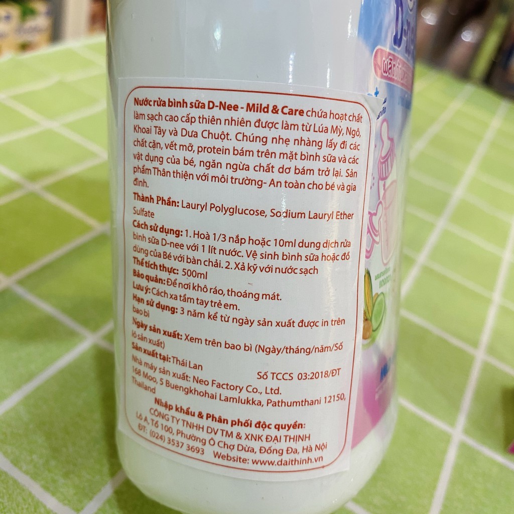 Nước rửa bình sữa Dnee Chai 500ml Túi 600ml