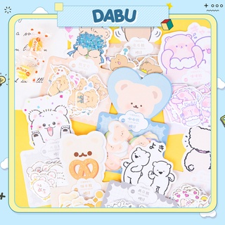 Set 40 sticker nhãn dán DABU hình trái tim gấu trắng bánh quy dễ thương cute