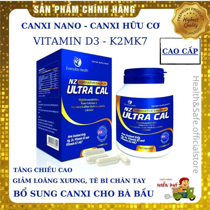 [CHÍNH HÃNG] Viên uống bổ sung canxi NZ UltraCal, canxi nano,canxi hữu cơ, không nóng, không gây táo bón, tăng chiều cao