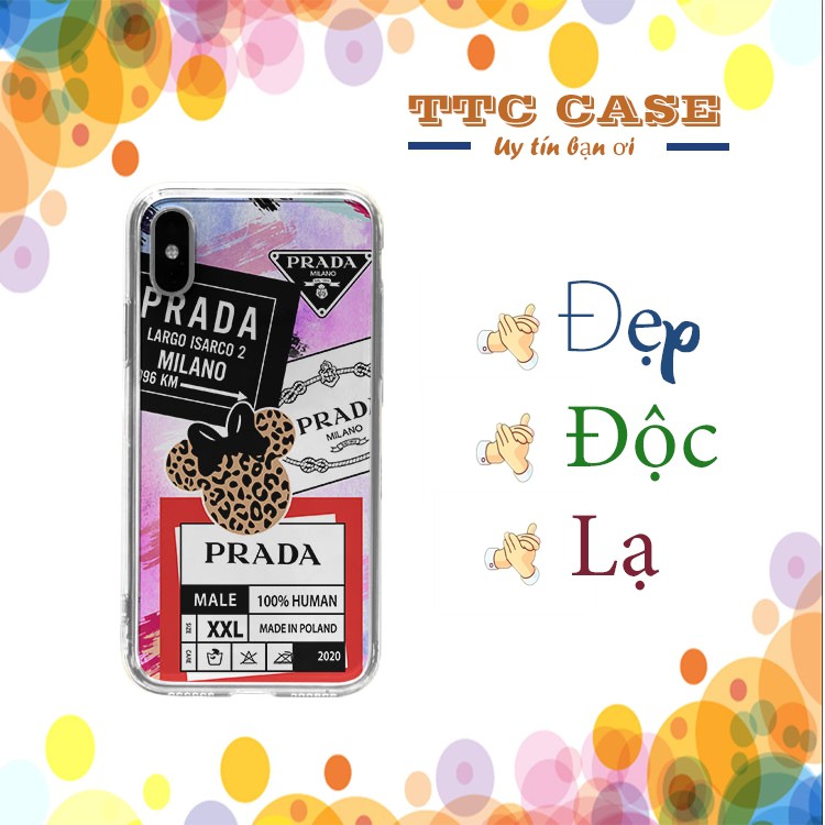 Ốp kính Silicone dẻo hình logo Prada chống trơn riêng chỉ Iphone JC20200800076