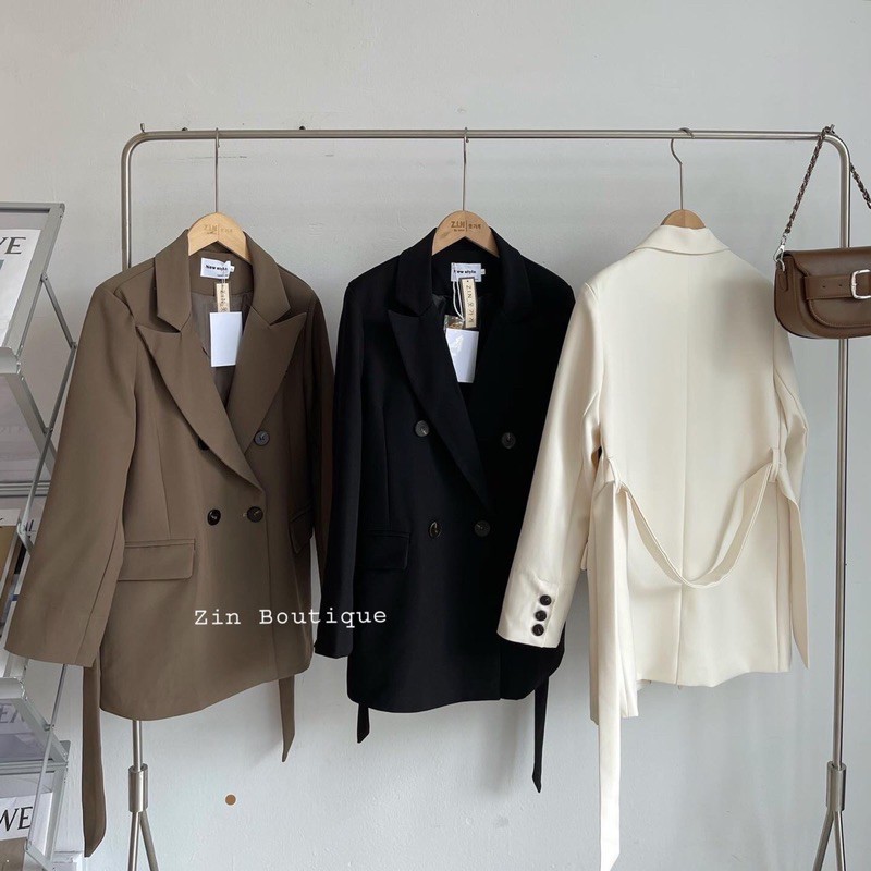 Áo blazer nữ tay dài kèm belt phomg cách Hàn Quốc