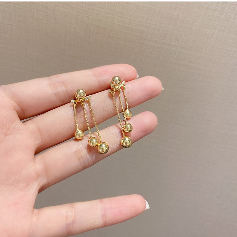 Bông Tai Mạ Bạc 925 Hình Giọt Nước Phối Tua Rua Phong Cách Hàn Quốc Mới