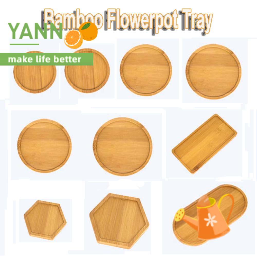 Khay gỗ tre nhiều hình lựa chọn lót bình hoa trang trí nhà ở/ sân vườn