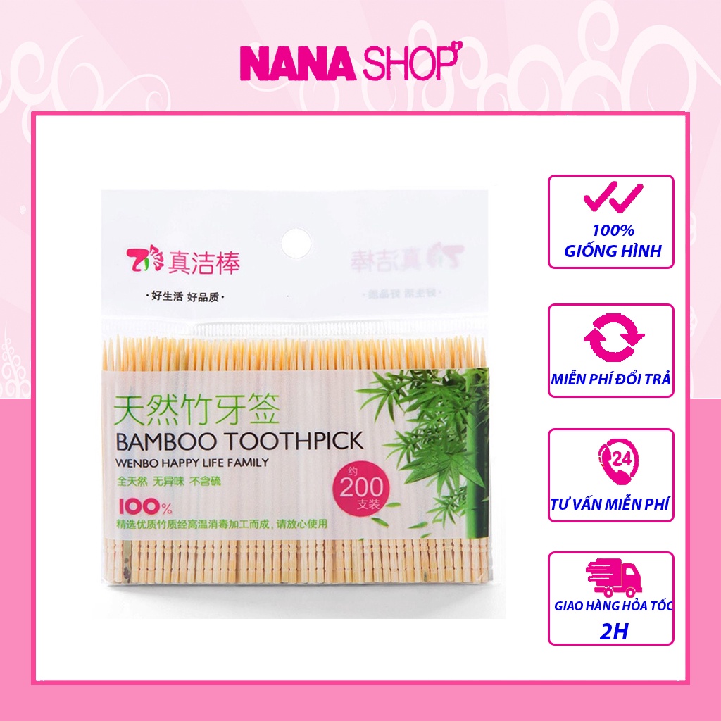 Gói 200 tăm tre đầu nhọn cao cấp tiện dụng