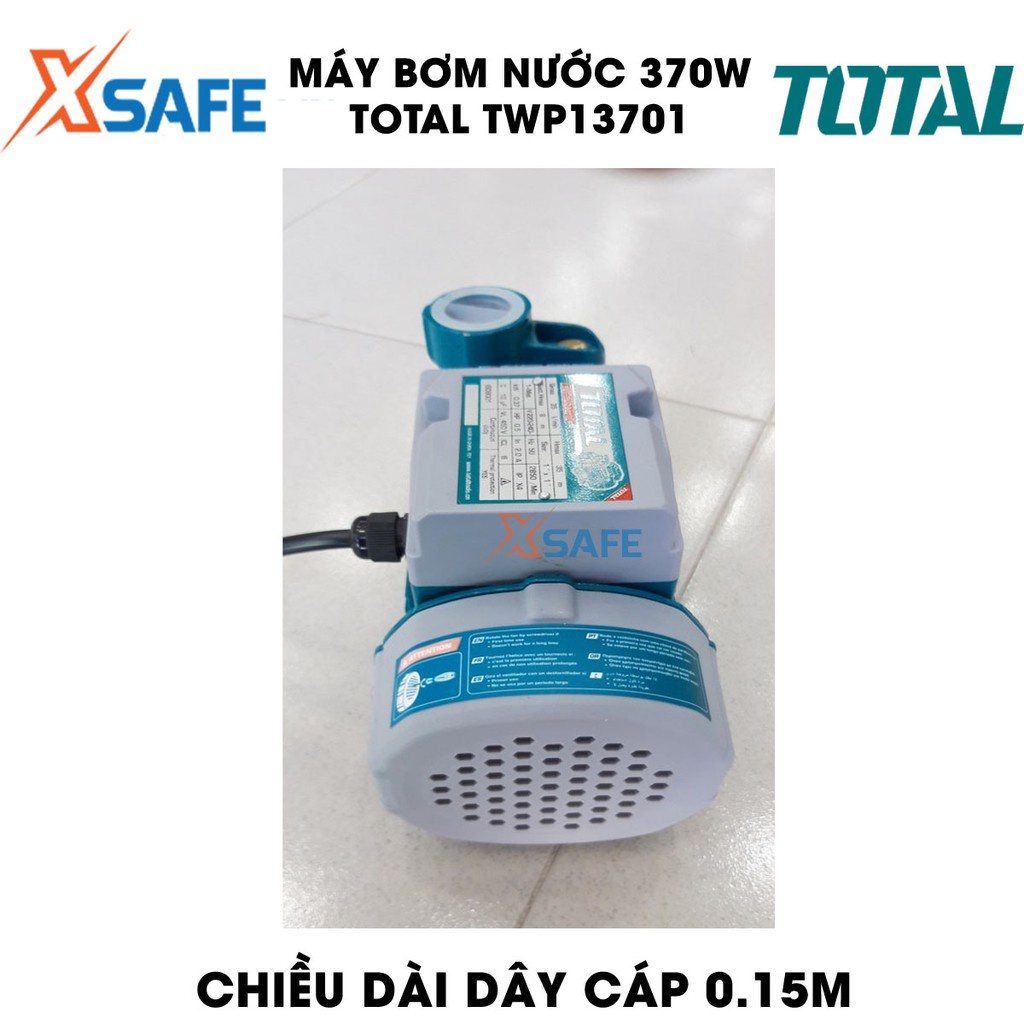 Máy bơm nước 370W TOTAL TWP13701 bơm tối đa 35m Máy bơm nước Total lưu lượng nước tối đa 35 lít/phút, mô tơ dây đồng