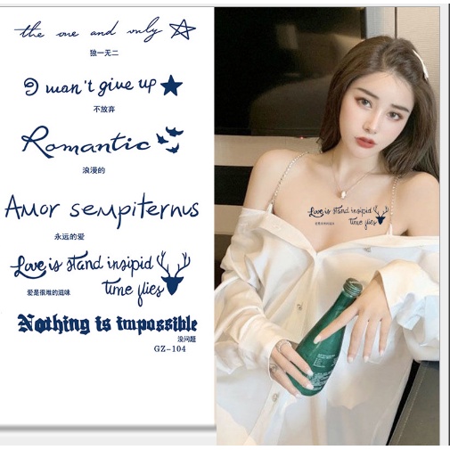 Hình Xăm Mẫu GZ Dán Mini Tattoo Chống Thấm Nước Trang trí nail mi spa thẩm mỹ thời trang nữ