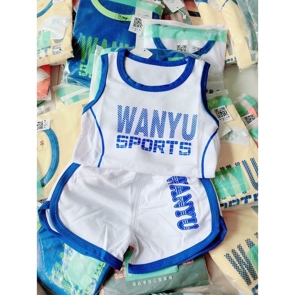 Quần áo trẻ em, Bộ 3 lỗ thể thao chất thông hơi hàng quảng châu cho bé trai