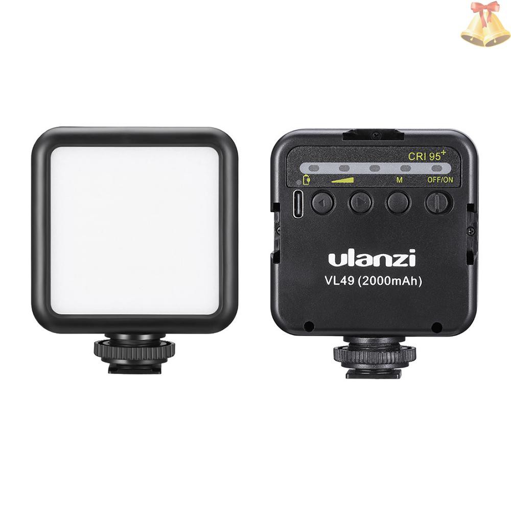 ONE ulanzi VL49 Mini LED Video Light Photography Lamp 6W Dimmable 5500K CRI95+ Built-in Rechargeable Lithium Battery with Cold Shoe Mount for Canon Nikon Sony DSLR Camera