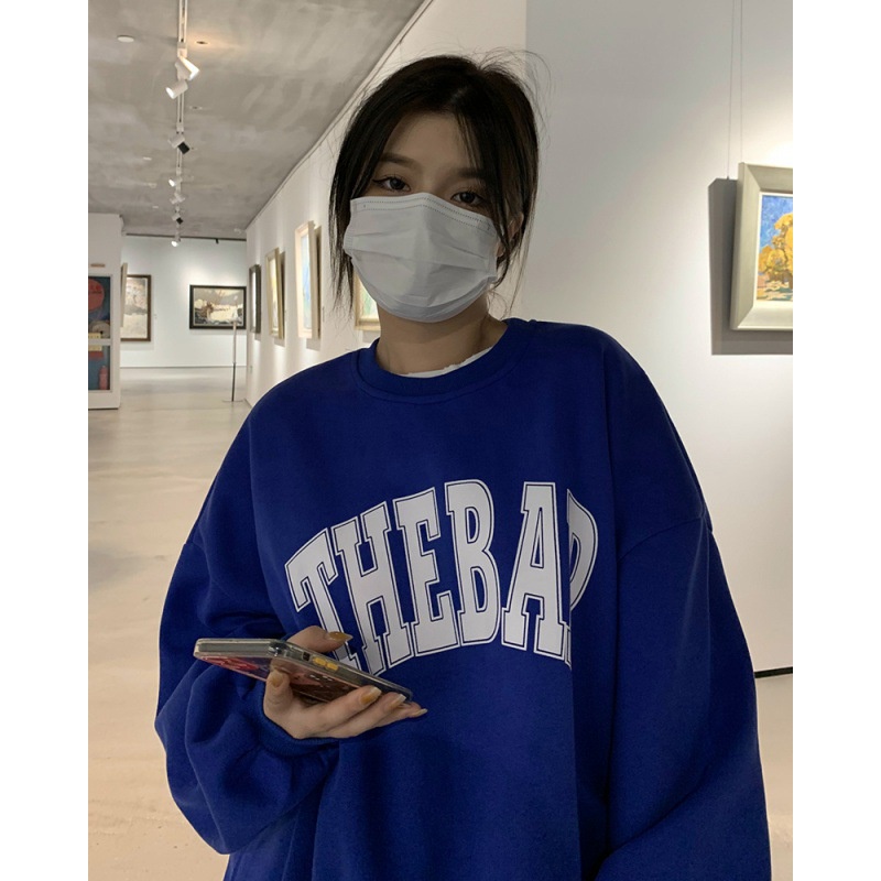 Áo Sweater Nữ Tay Dài Dáng Rộng In Chữ Tiếng Anh Phong Cách Hàn Quốc