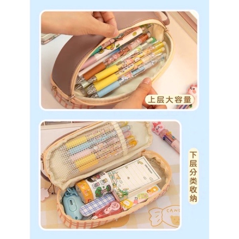 Hộp bút Gấu kute 2 ngăn dễ thương