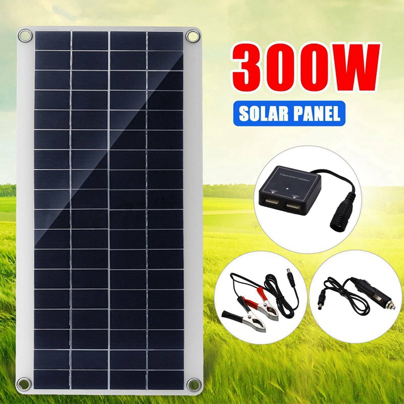 Tấm pin năng lượng mặt trời 1X300W 12V hai cổng USB/DC cho xe hơi