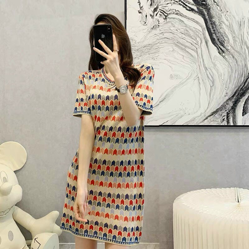 Váy len dáng suông họa tiết ziczac thổ cẩm- ROSE STORE