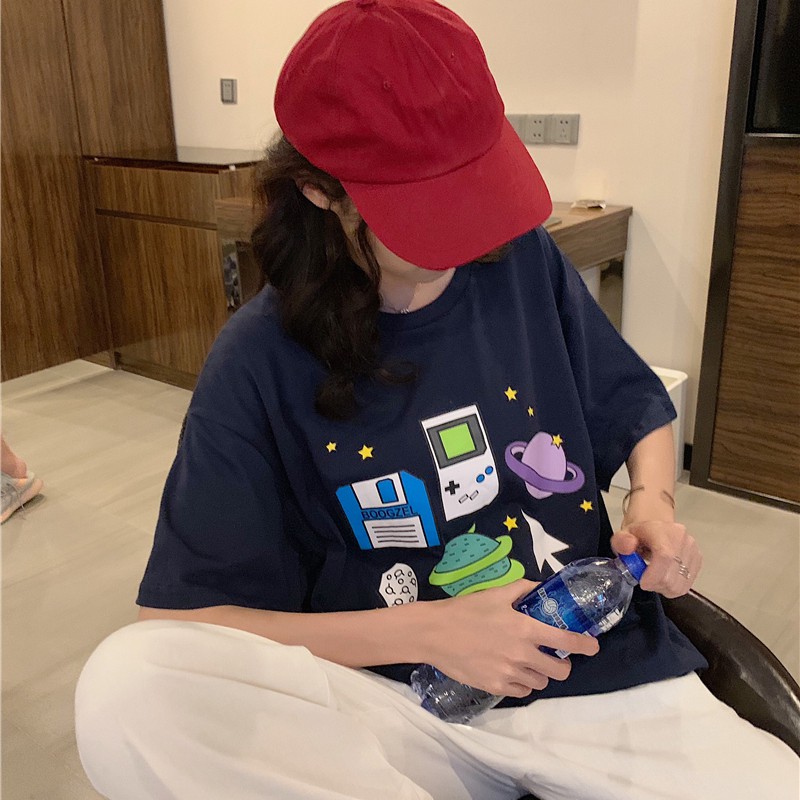 Áo thun tay lỡ unisex hoạ tiết vũ tru đa sắc màu B052 | BigBuy360 - bigbuy360.vn