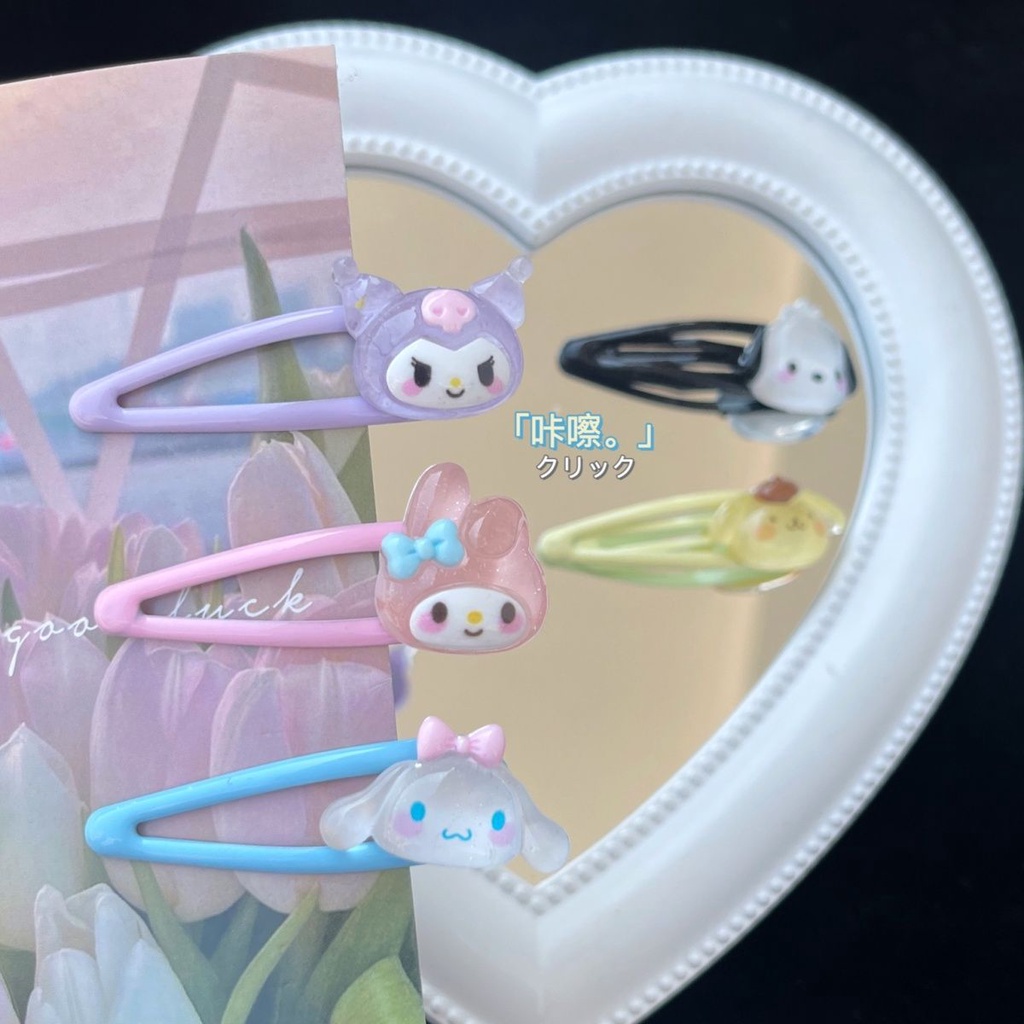 SANRIO Kẹp Tóc Hai Lớp Trong Suốt Họa Tiết Kuromi Bangs