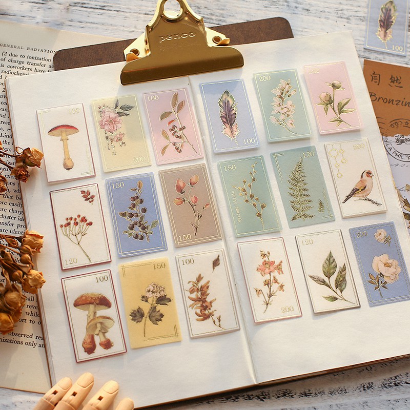 Set 40 miếng nhãn dán trang trí kiểu cổ điển vintage