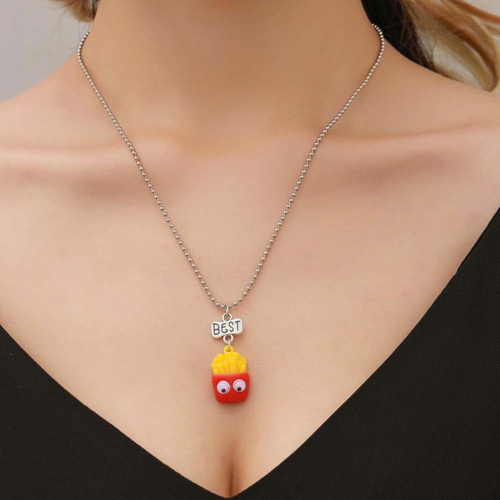 AROMA Vòng Cổ Chuỗi Hạt Kim Loại Mặt Bánh Quy Sữa Hamburger Bánh Hot Dog Quà Tặng Cho Nam