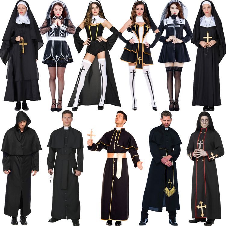 Trang Phục Hóa Trang Halloween Nhân Vật Priest Pastor Pope Nun Drama Virgin Mary Pastor Mới Cho Người Lớn