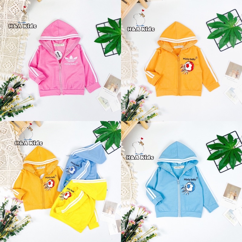 Áo Khoác Chống Nắng,Áo khoác Minly Baby Vải Da Cá Dày Dặn, Phối viền  Dễ Thương cho bé trai và bé gái size 7-28kg