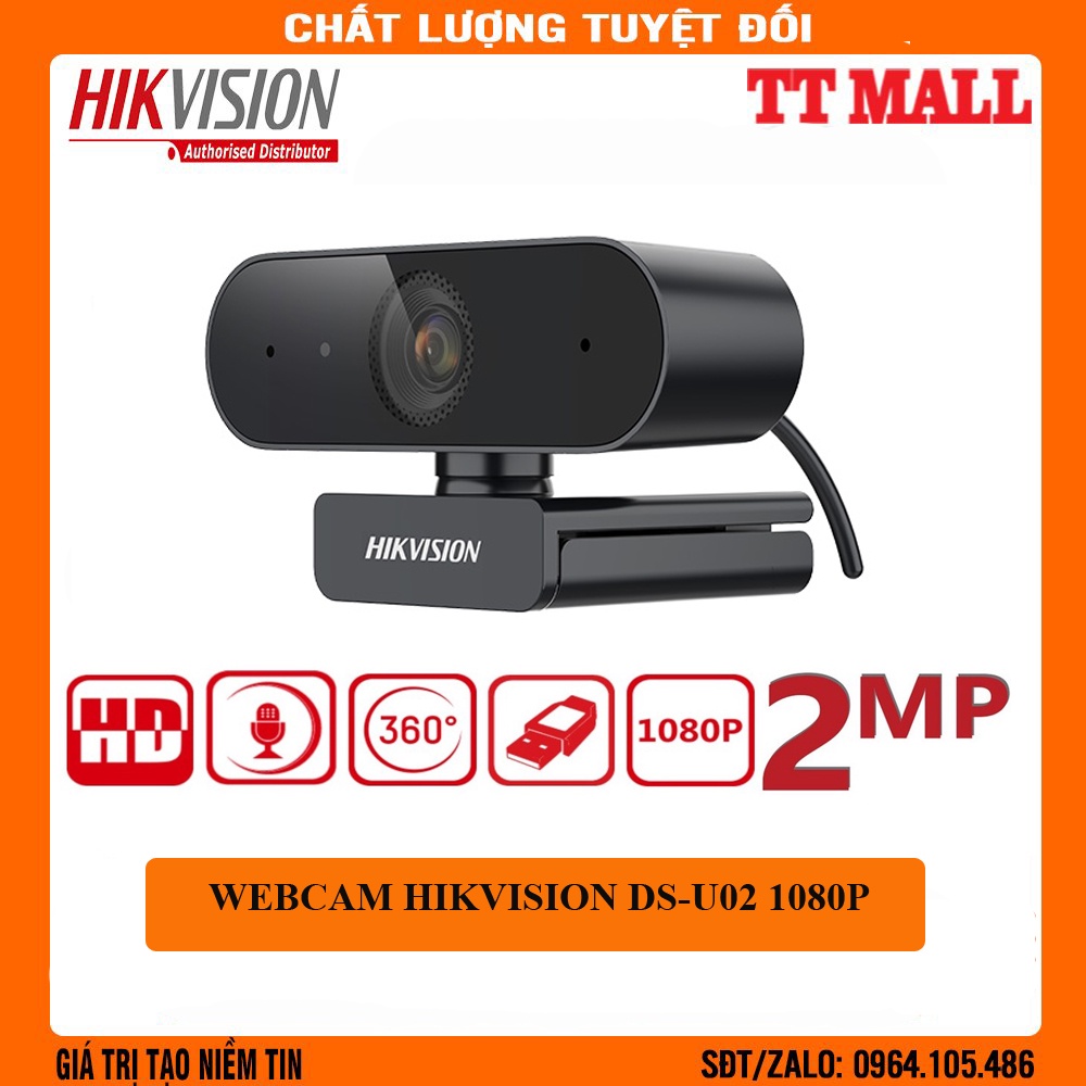 [Siêu rõ nét] Webcam HIKVISION DS-U02 FULL HD 1080P tích hợp mic chuyên dụng cho Livestream, Học và làm Online