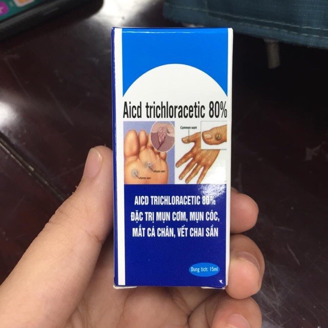 Acid trichloracetic 80% mụn cơm mụn cóc mắc cá chân chai sần