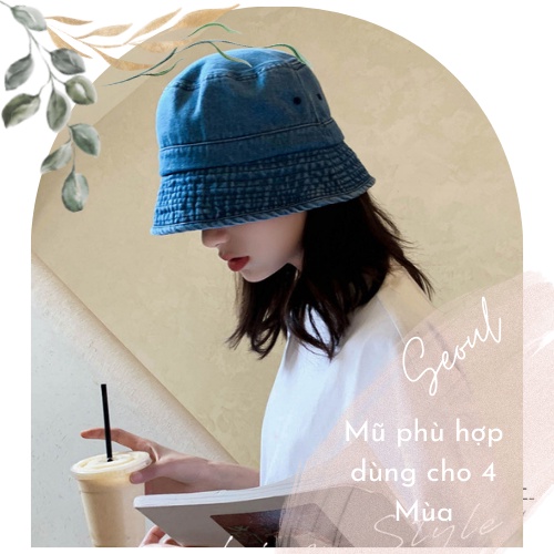Mũ bucket Denim cao cấp, phong cách Nhật Bản, mũ vành tròn đẹp 2021