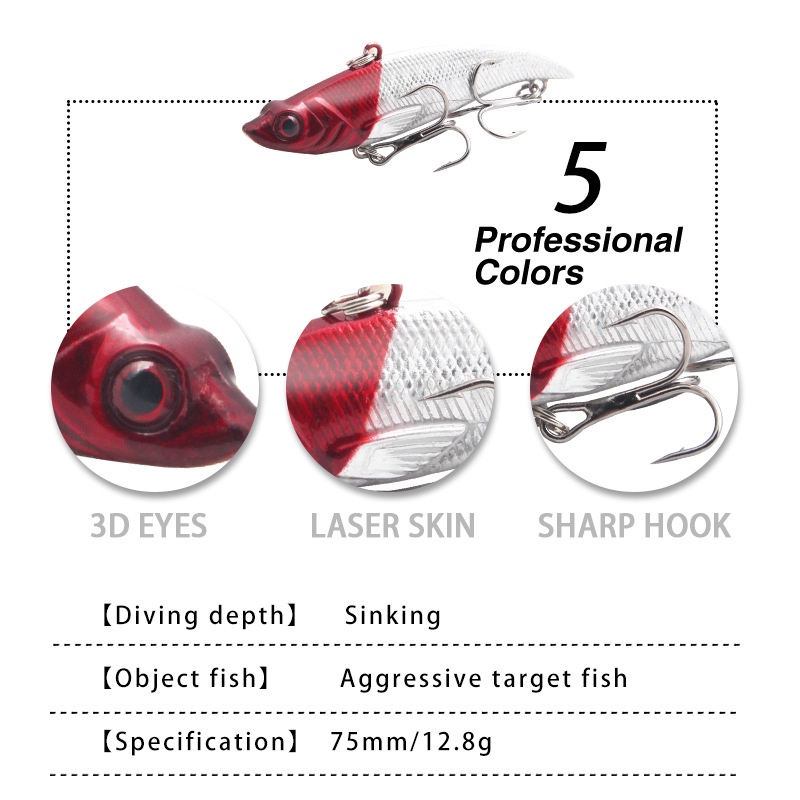 Mồi Câu Cá Giả 12.8G / 7.5cm Chất Lượng Cao