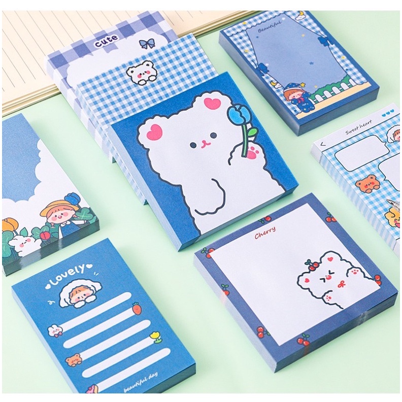 Set 80 note màu xanh cute