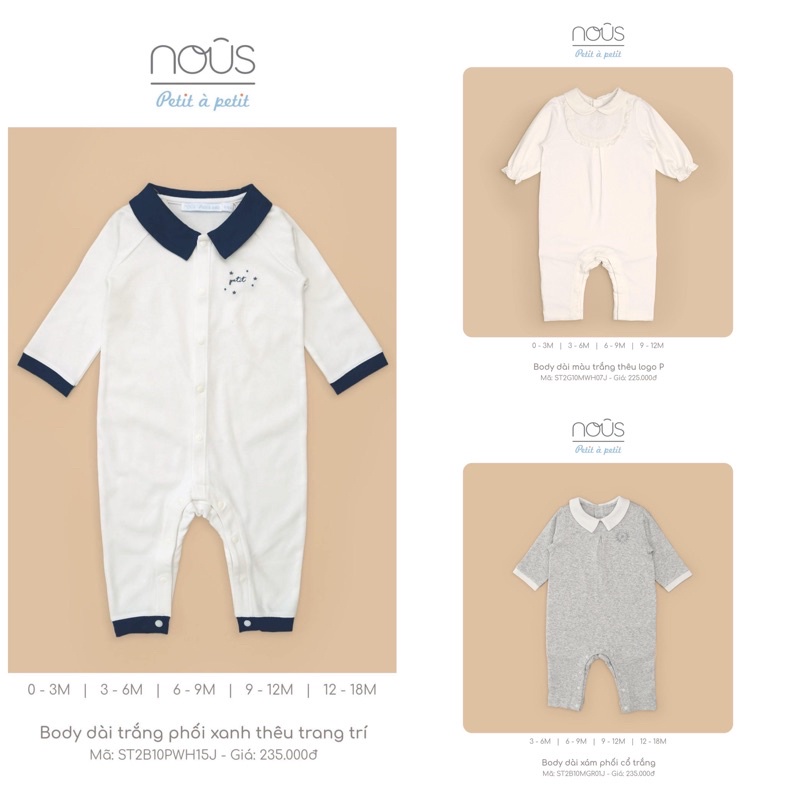 NOUS PETIT À PETIT Body dài cao cấp thương hiệu Nous cho bé