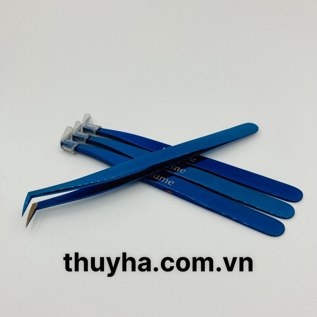 Nhíp gắp volume xanh MŨI VUÔNG phủ nhám  tạo fan dễ_dụng cụ mi_keo nối mi_uốn mi_mi khay_mi fan_THÚY HÀ