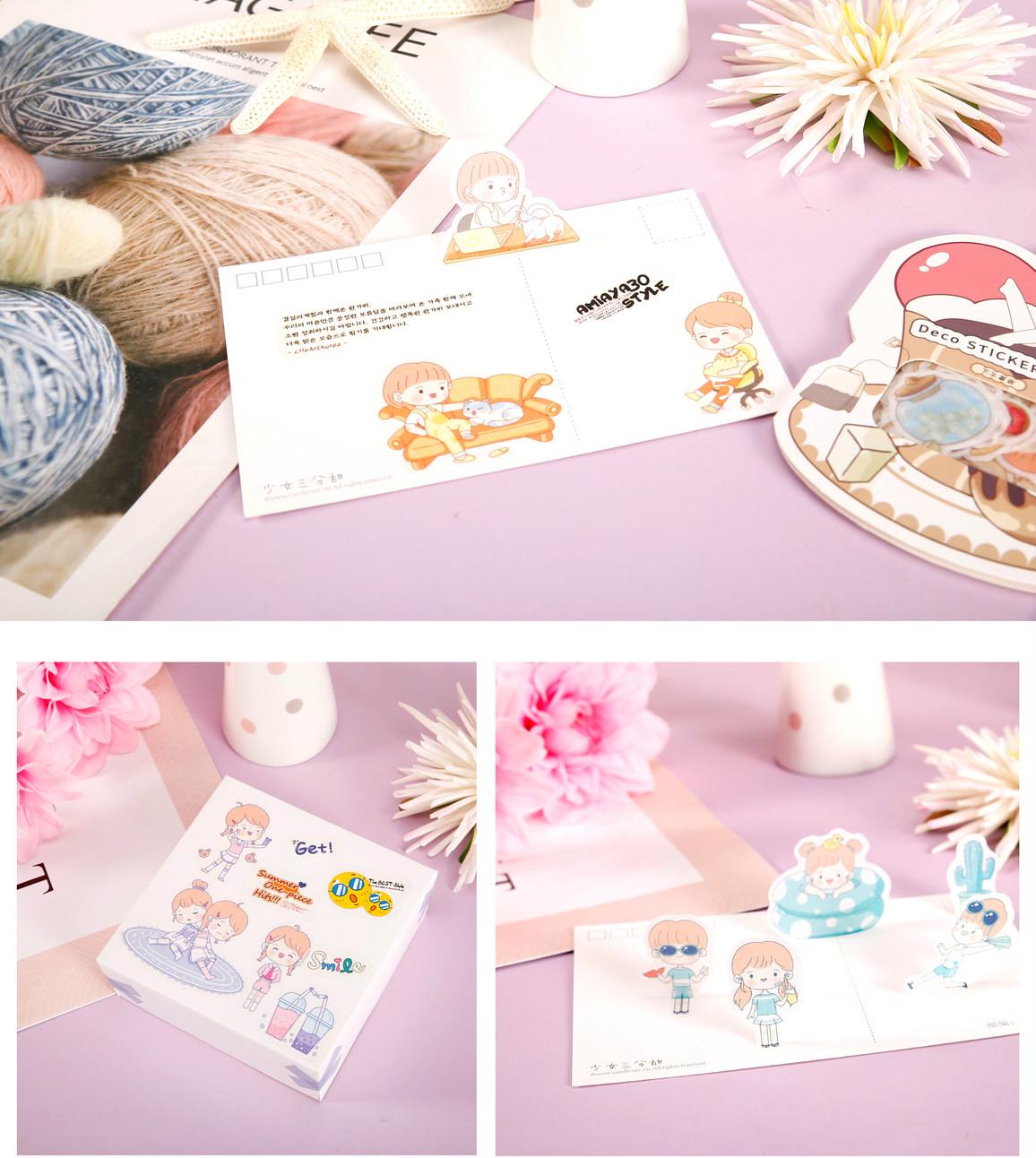 Set 12 Sticker Dán Trang Trí Hình Cô Gái Dễ Thương Xinh Xắn