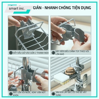 Khay inox gắn vòi rửa chén