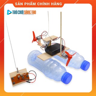 Bộ đồ chơi khoa học tự làm tàu dạng bè chạy trên mặt nước điều khiển từ xa bằng gỗ – DIY Wood Steam