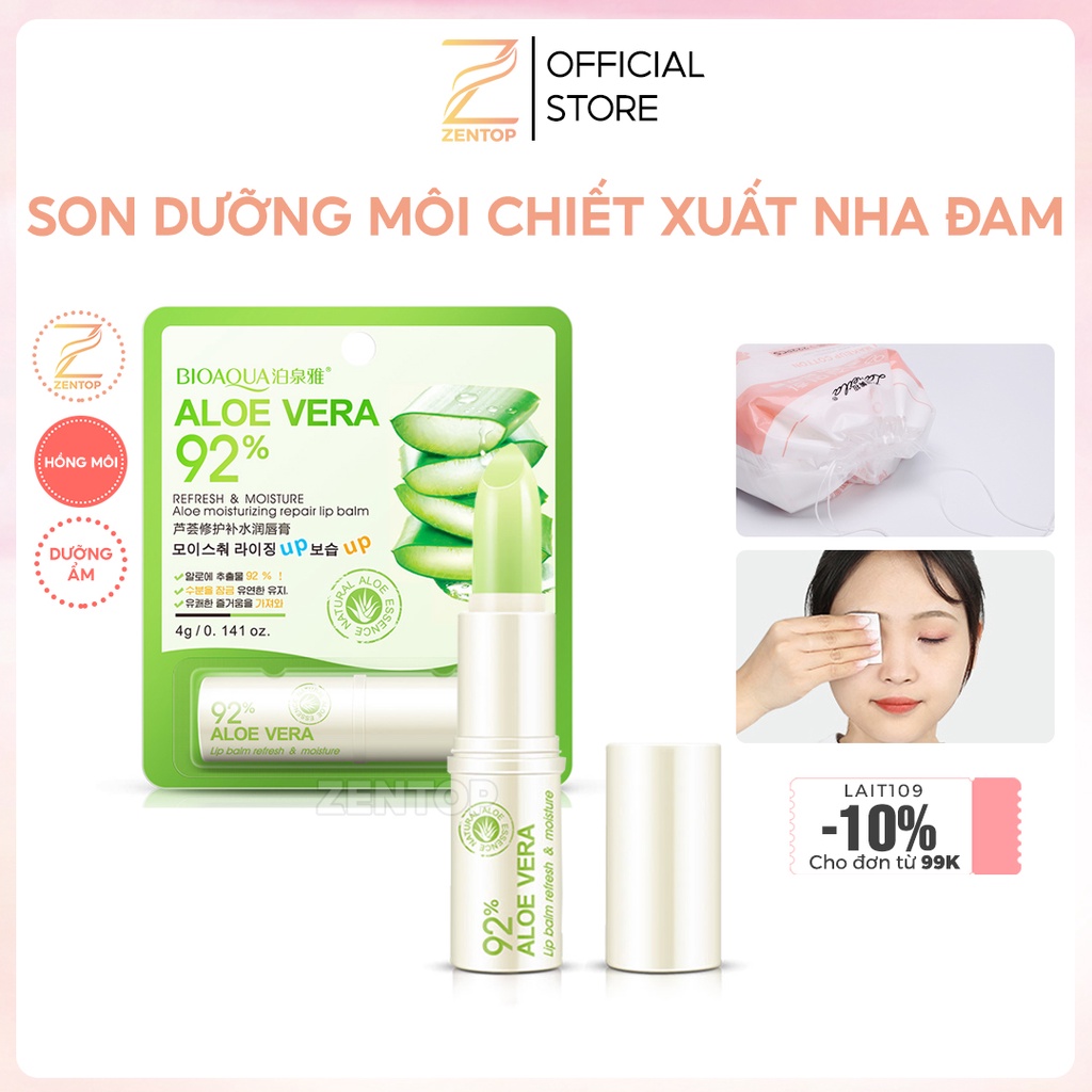 Son dưỡng môi BIOAQUA mềm mịn giảm thâm môi chiết xuất nha đam dưỡng môi nội địa Trung Zentop