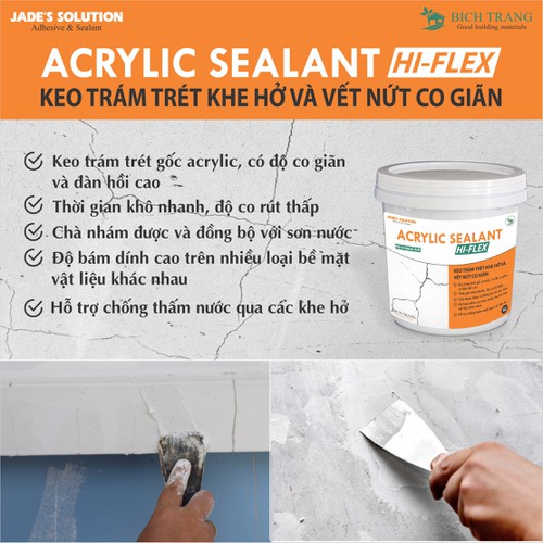 Keo trám trét xử lý vết rạn nứt tường co giãn , chống thấm, co giãn đàn hồi  Acrylic Hiflex Sealant