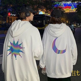 Áo hoodie nỉ in phản quang 7 màu mặt trăng mặt trời