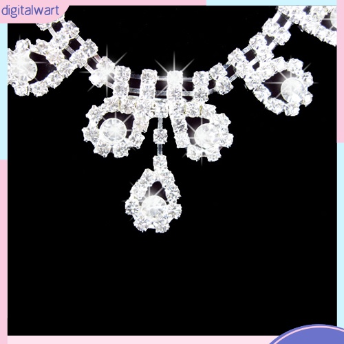 Bộ Vòng cổ + Bông Tai Đính Kim Cương Giả Hình Giọt Nước Cho Nữ