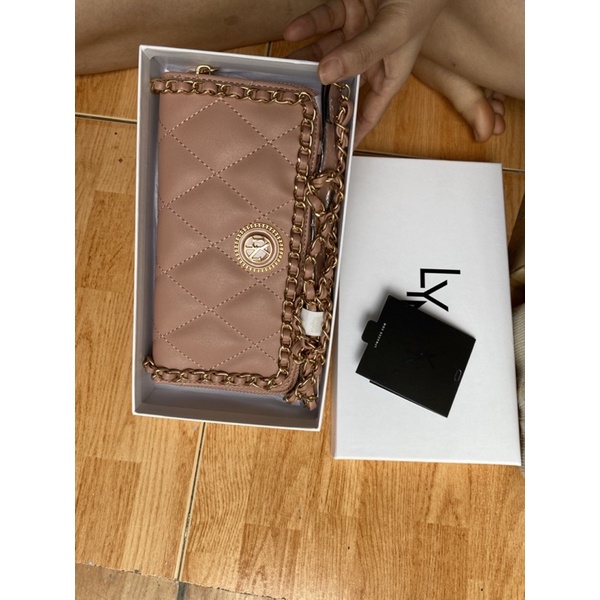 Ví dài nữ lyn da chần viễn xích siêu sang, túi clutch