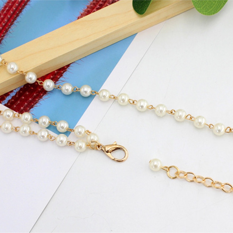 Thắt Lưng Khóa Móc Kim Loại Đính Ngọc Trai Sang Trọng Cho Nữ