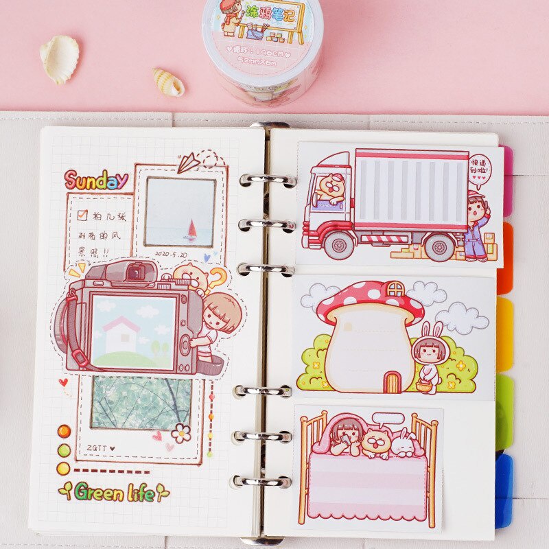 Chiết Washi Tape họa tiết em bé Mochi đáng yêu trang trí sổ tay, Chiết chu kỳ băng dán trang trí Small Mochi xinh xắn