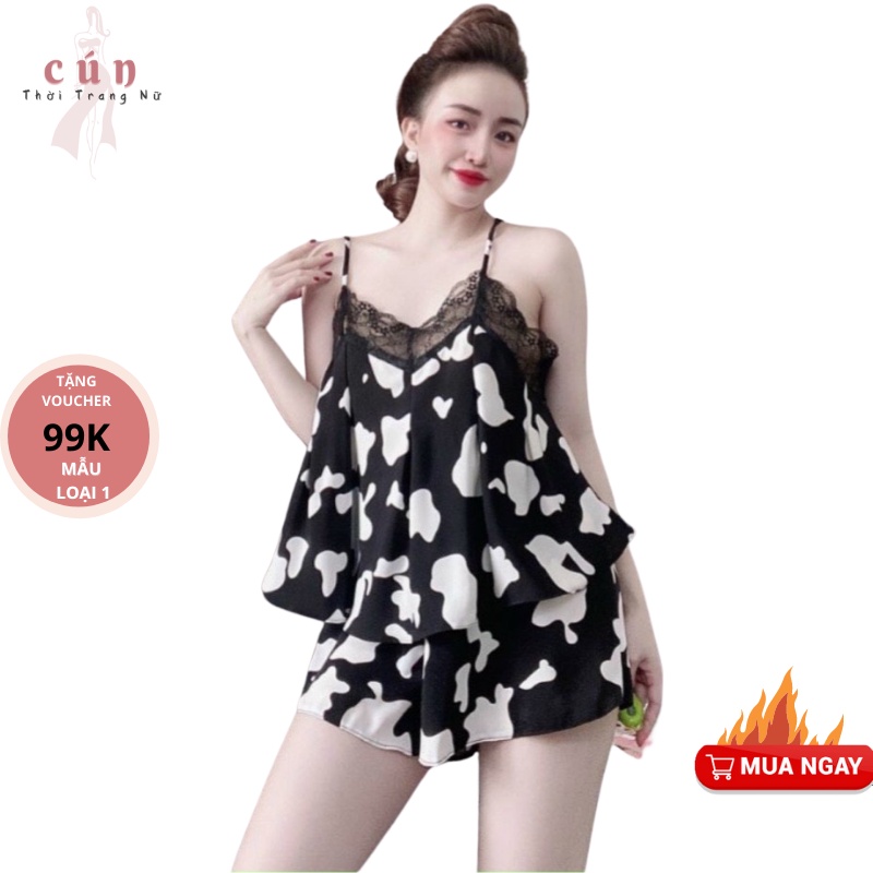 Sét bộ 2 dây hình ngộ nghĩnh đáng yêu-Sét bộ 2 dây lụa satin cao cấp dễ thương thời trang -Cun-Mã060