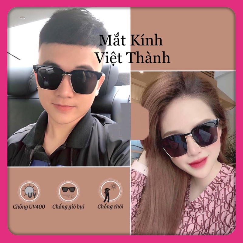 mắt kính mát nam nữ thời trang unisex kính mát đôi vuông chân vàng M2017