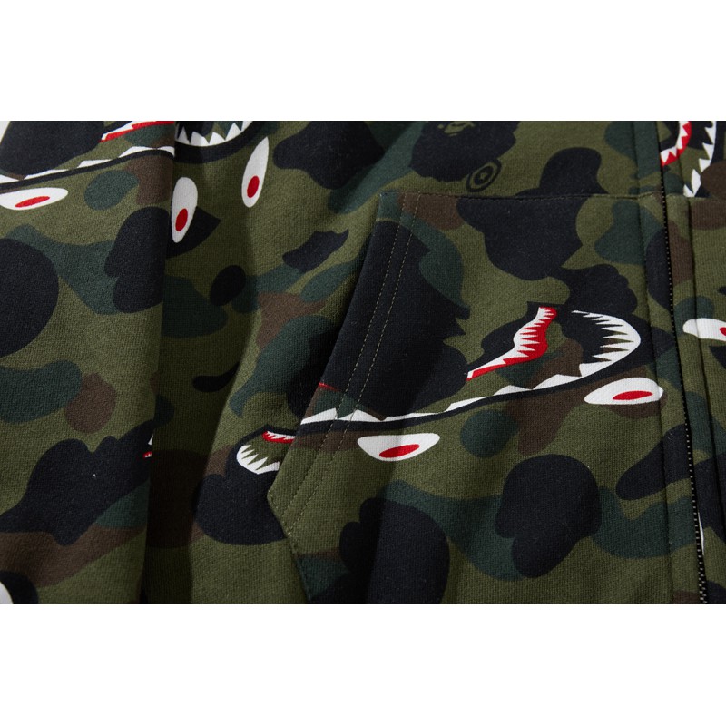 BAPE Áo Hoodie Họa Tiết Rằn Ri In Hình Đầu Cá Mập Cá Tính Cho Nam Và Nữ