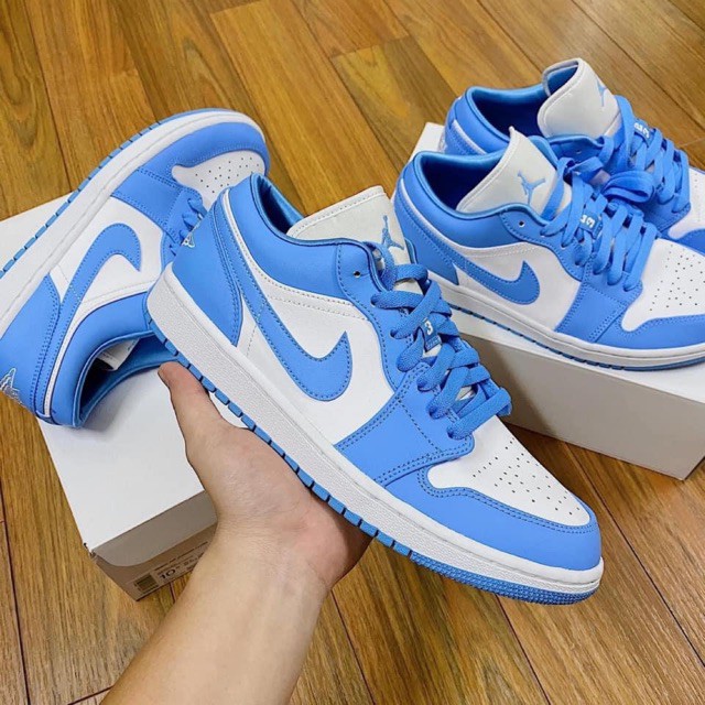 Giày sneaker JD1 thấp cổ, Giày Jordan 1 low xanh dương cổ thấp nam nữ full box bill