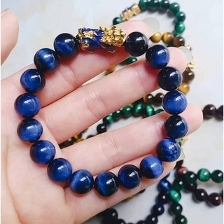 Vòng Phong Thủy da mắt hổ Xanh dương mix Tỳ Hưu Đổi Màu