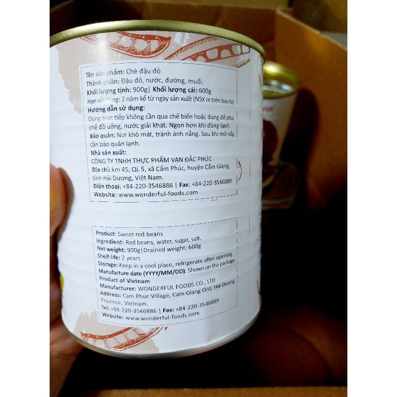 Chè Đậu đỏ Wonderful 900g